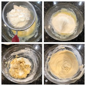 Add flour to make cake batter