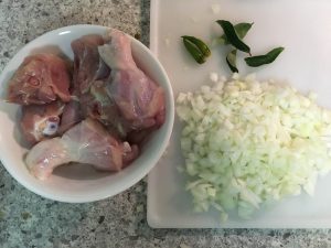 chicken, chopped onions