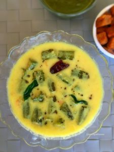 Vendakkai mor kuzhambu,okra buttermilk curry,okra buttermilk kuzhambu,mor kuzhambu,south indian kuzhambu,buttermilk kuzhambu