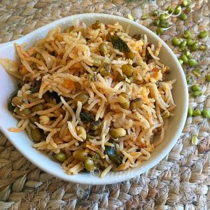 Sprouted moong biryani recipe