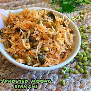 Sprouted moong biryani recipe, Moong sprouts biryani