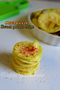 Microwave sweet potato chips