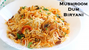 mushroom dum biryani