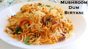 mushroom dum biryani