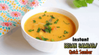 Instant besan sambar recipe, Kadalai mavu sambar, Quick tiffin sambar recipe