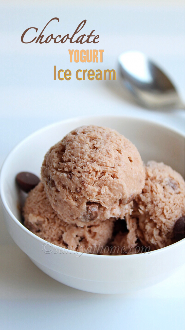 Chocolate yogurt ice cream recipe (no machine), Chocolate frozen yogurt ...