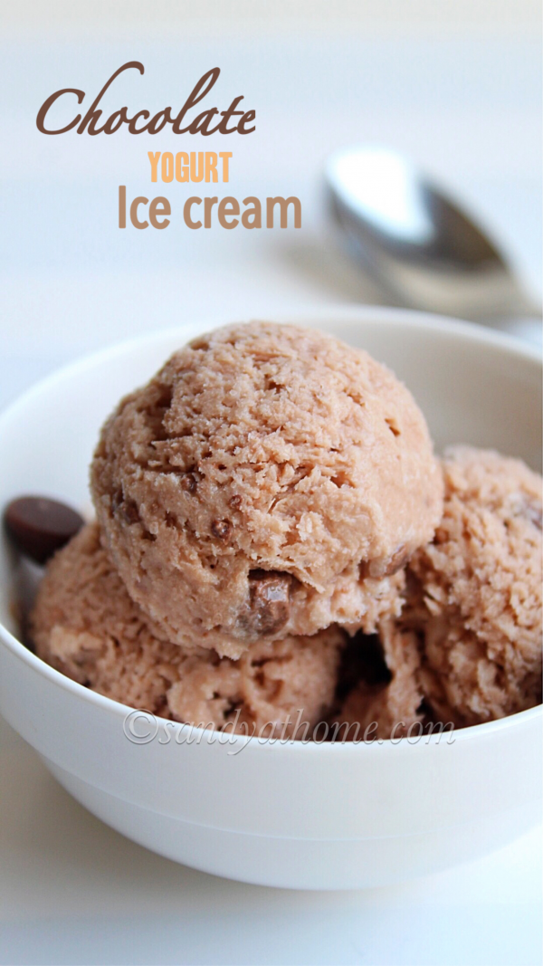Chocolate yogurt ice cream recipe (no machine), Chocolate frozen yogurt, Chocolate ice cream