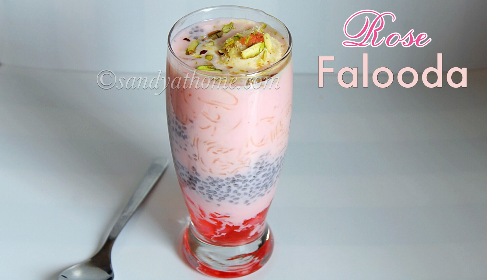 Rose falooda recipe, How to make rose falooda - Sandhya's recipes