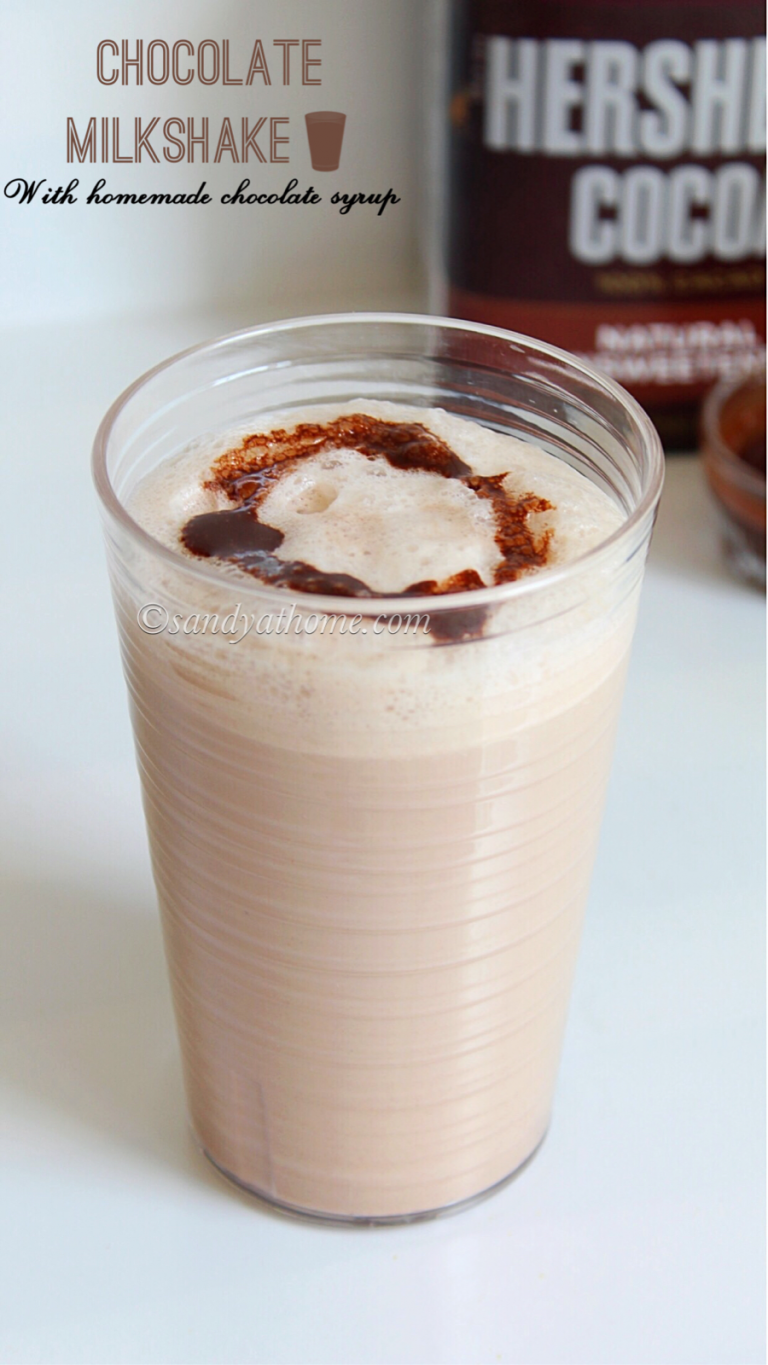 Chocolate milkshake, Chocolate milkshake with homemade chocolate syrup