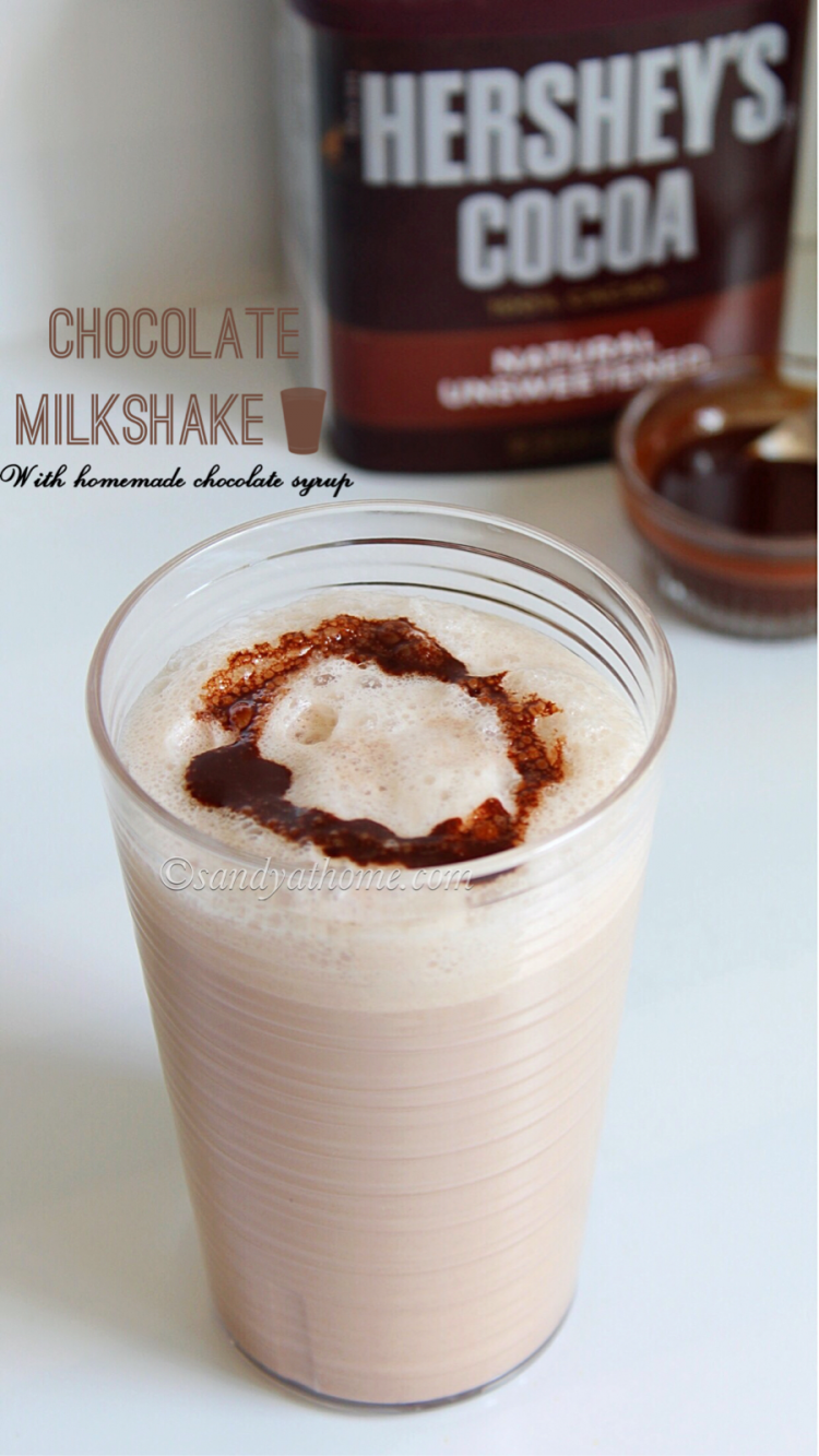 Chocolate milkshake, Chocolate milkshake with homemade chocolate syrup