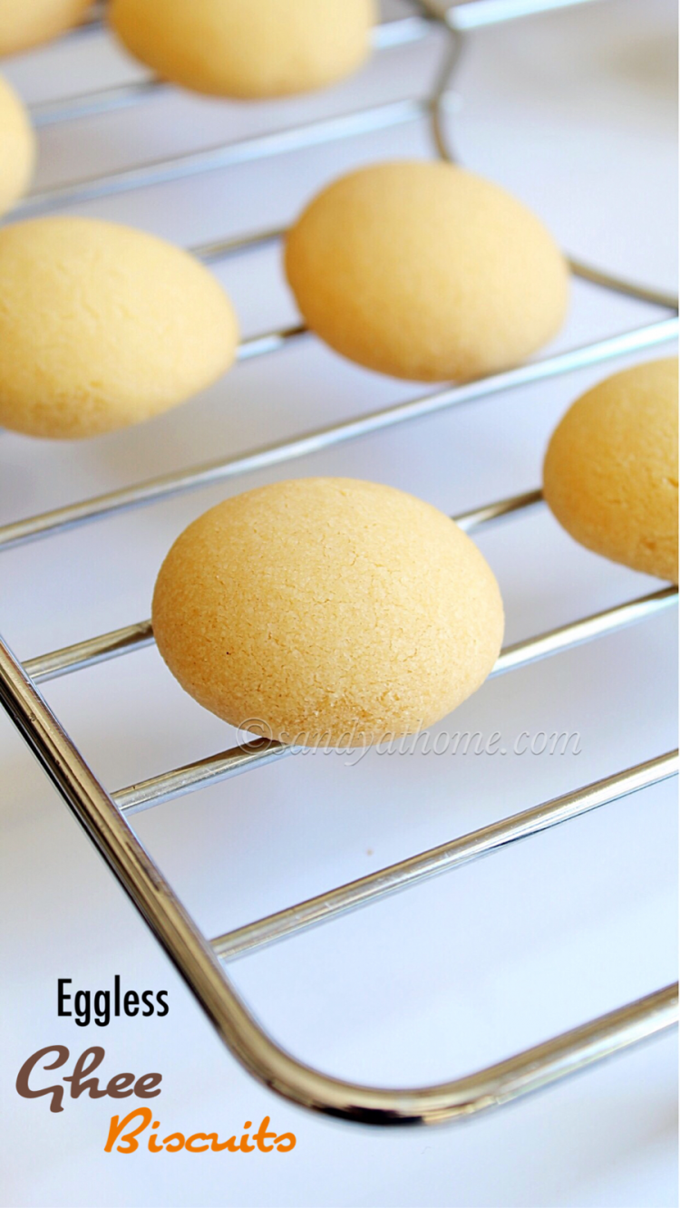 Eggless Ghee biscuits, Eggless Ghee cookies, 3 ingredient cookies