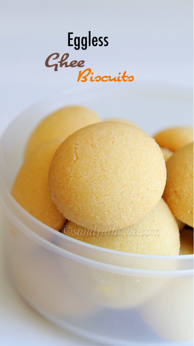 Eggless Ghee biscuits, Eggless Ghee cookies, 3 ingredient cookies