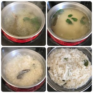 cooking rice for baked vegetable biryani
