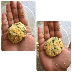 shaping dill leaves vada