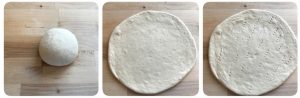 flattern the pizza dough for mushroom pizza