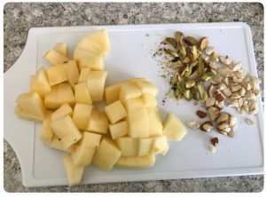 chop apple and nuts for royal falooda