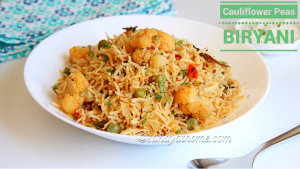 cauliflower peas biryani, cauliflower biryani, biryani
