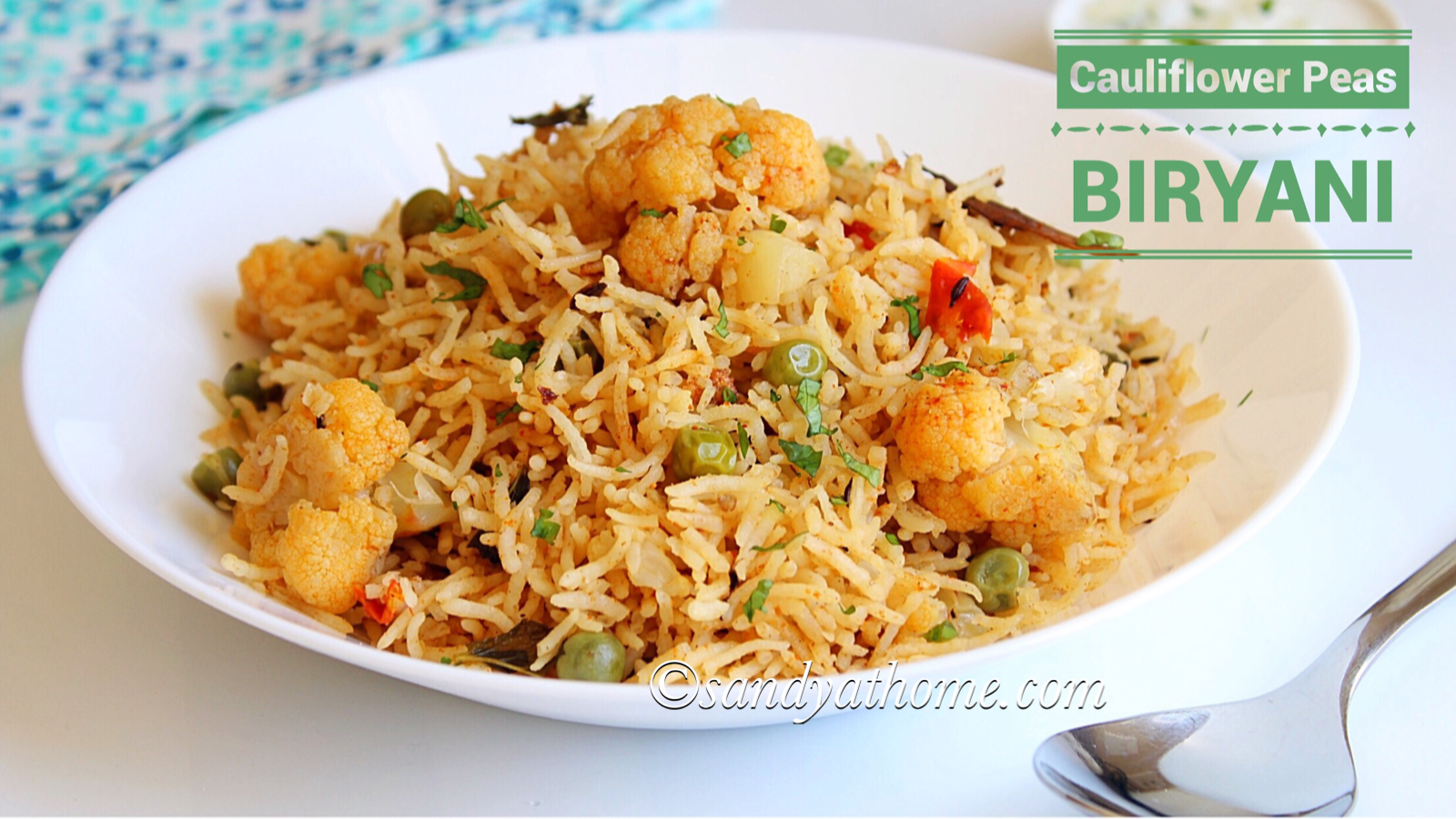 cauliflower peas biryani recipe, cauliflower biryani recipe