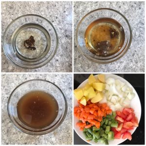 soak tamarind ans chop vegetables