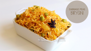 cabbage peas biryani, cabbage biryani, biryani