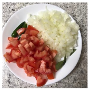 chop veggies for egg thokku