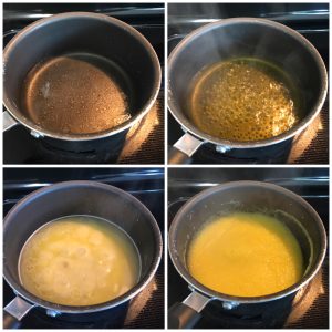 add rava to boiling water for kesari bath