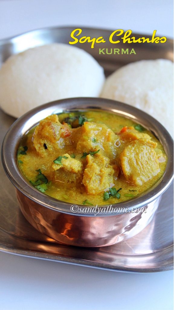 Soya chunks kurma recipe, Meal maker kurma Sandhya's recipes