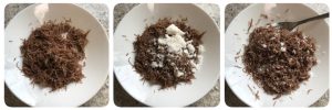 add grated coconut, sugar, cardamom powder and mix well