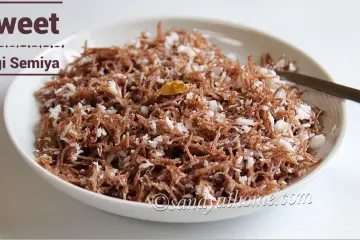 sweet ragi semiya recipe, sweet ragi vermicelli, sweet semiya