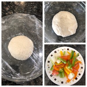 Keep the dough aside and chop veggies