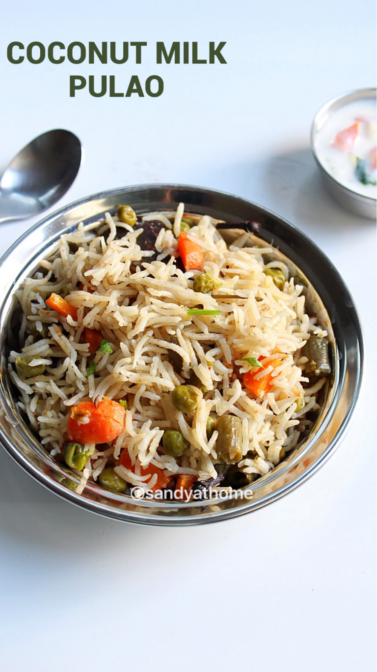 Coconut milk pulao, Vegetable pulao with coconut milk Sandhya's recipes