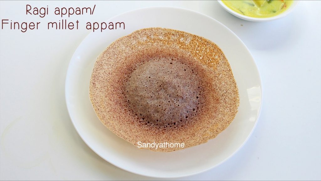 Healthy millet appam without coconut or yeast, served on banana leaf with vegetable kurma
