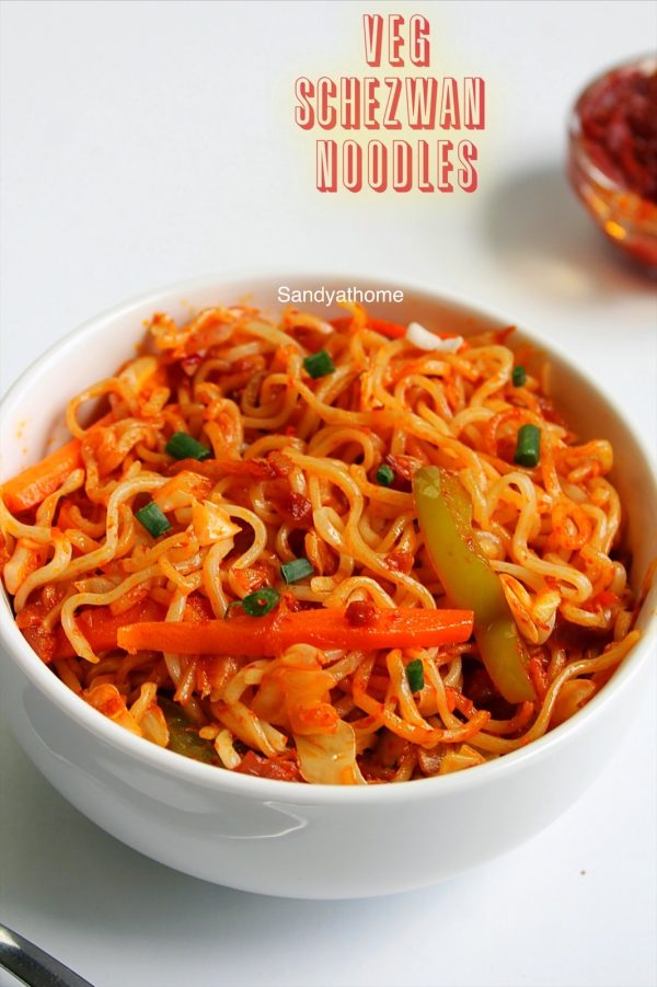 Schezwan noodles recipe, Veg schezwan noodles Sandhya's recipes