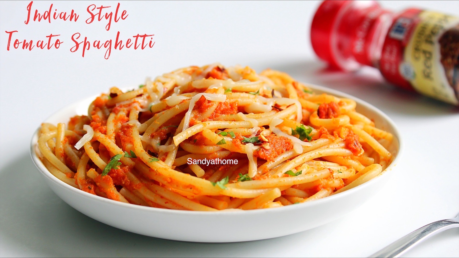 Indian style tomato spaghetti, Desi spaghetti recipe