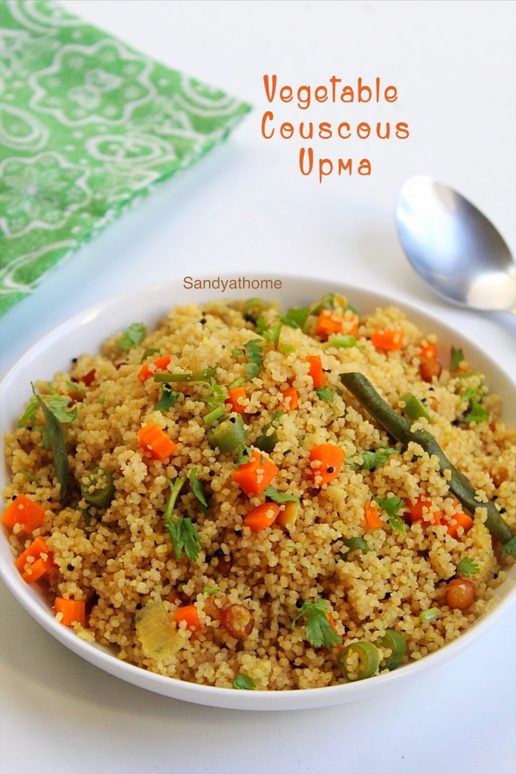 Vegetable couscous upma recipe, Couscous upma Sandhya's recipes