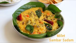 millet sambar sadam, millet sambar rice, kutharaivali sambar sadam