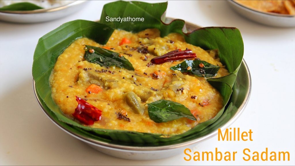 millet sambar sadam, millet sambar rice, kutharaivali sambar sadam