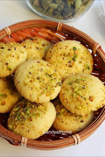 eggless saffron pistachio cookies