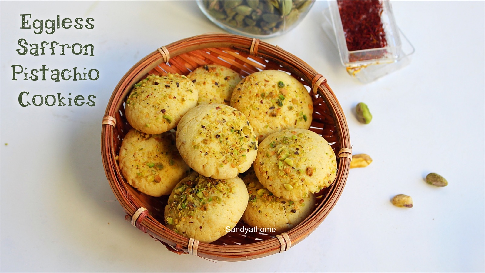 eggless saffron pistachio cookies