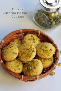 eggless saffron pistachio cookies