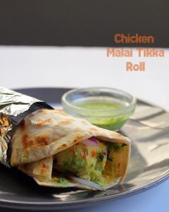 chicken malai tikka roll recipe