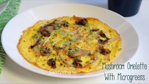 microgreen mushroom omelette