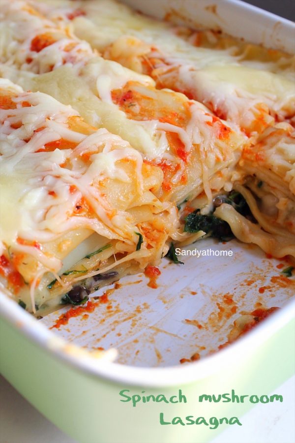 Spinach mushroom lasagna recipe, Veg lasagna Sandhya's recipes