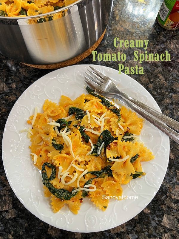 Creamy spinach pasta recipe, Spinach pasta Sandhya's recipes