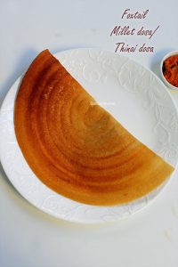 Foxtail millet dosa batter after fermentation in a glass bowl ready for making dosa