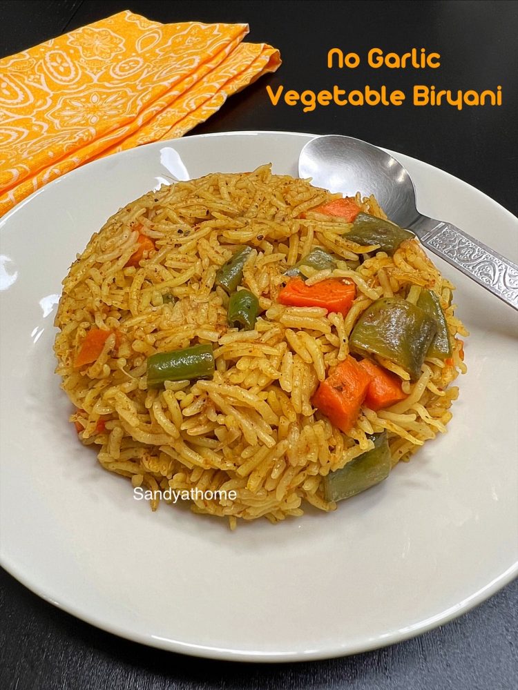Instant pot no garlic veg biryani, No garlic biryani Sandhya's recipes