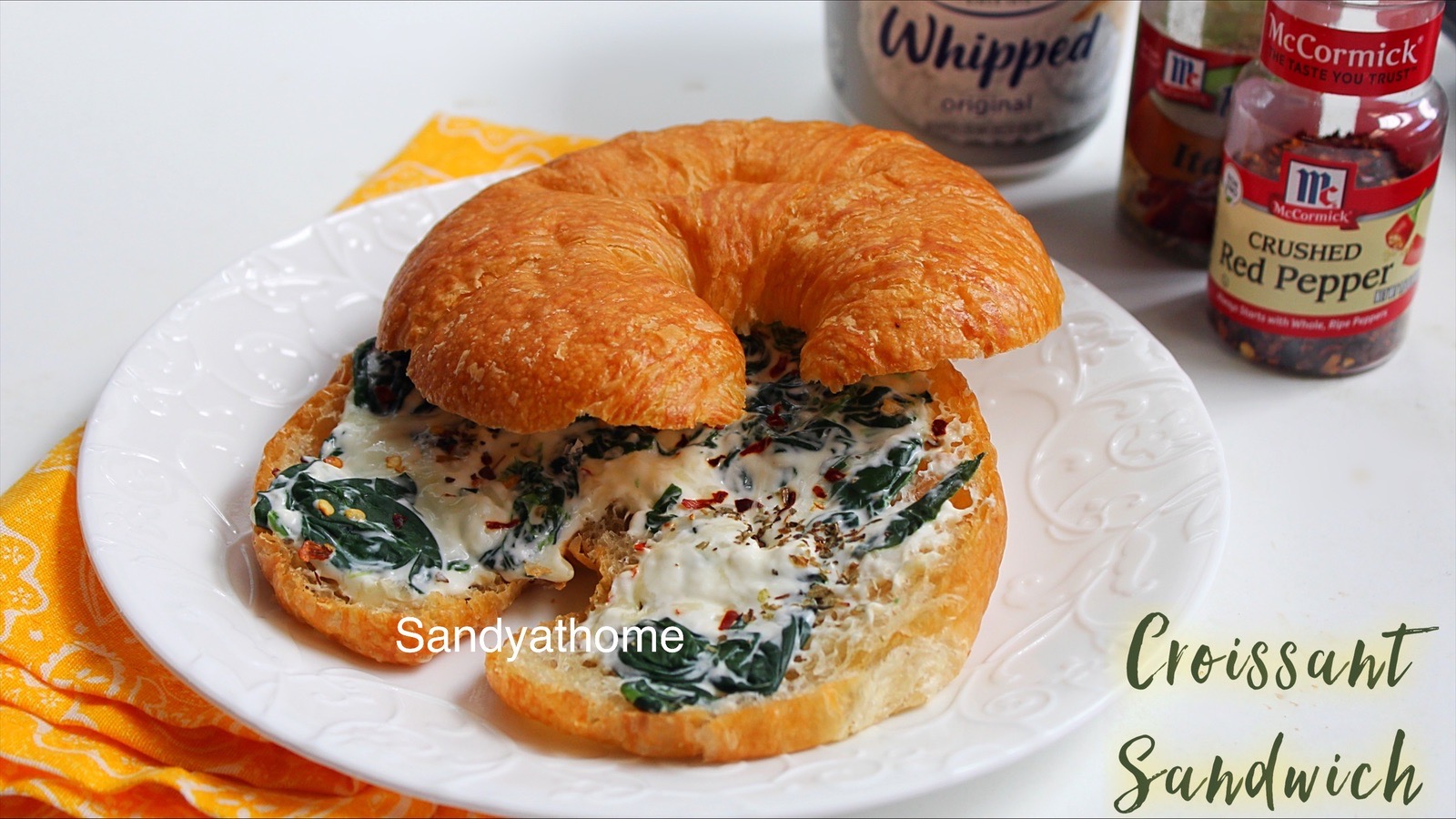 Croissant sandwich, Spinach and cheese croissant