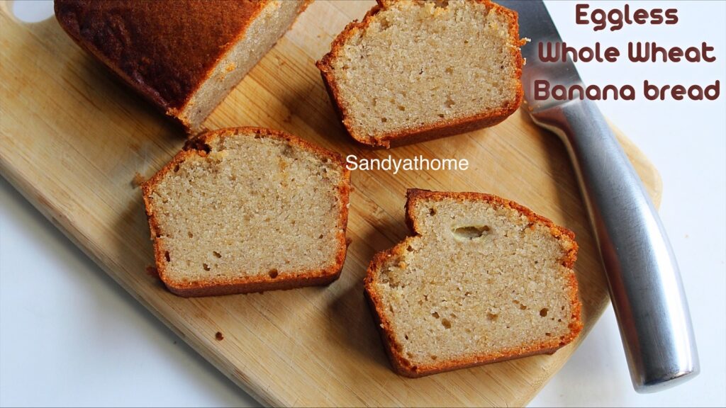 whole wheat eggless banana bread