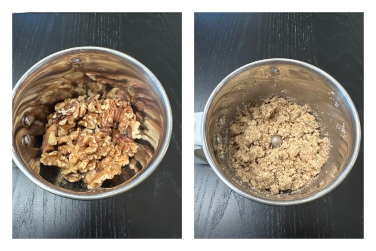 grind walnuts to powder for walnut halwa