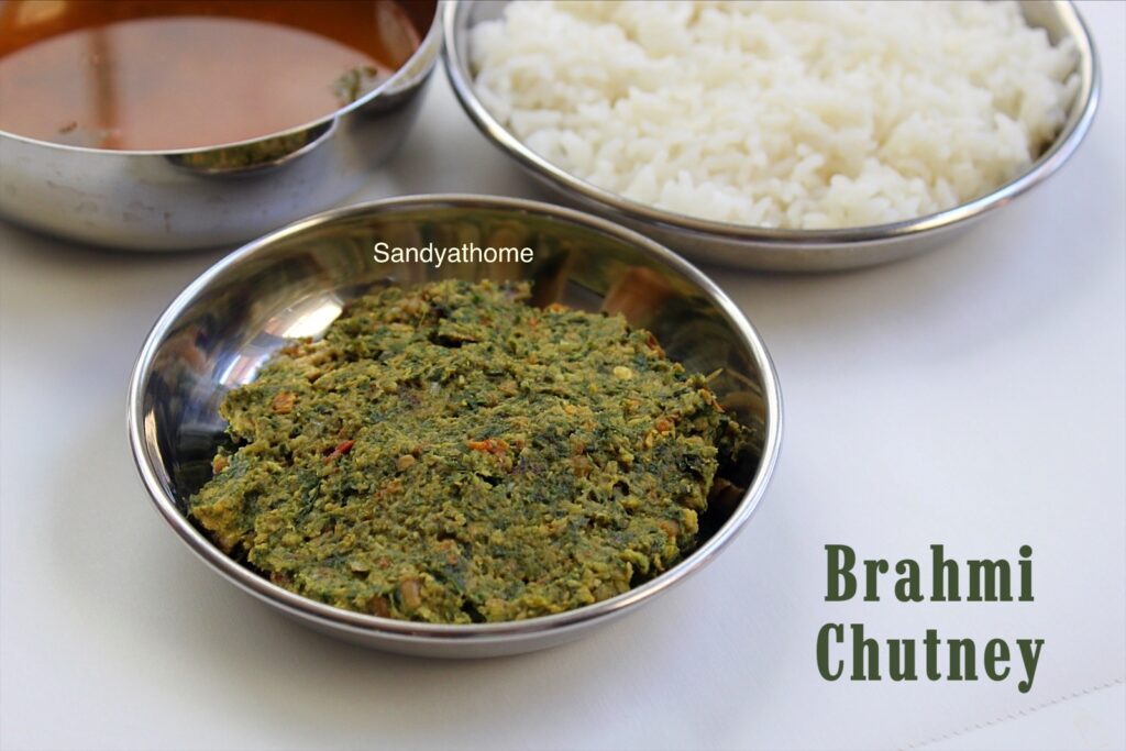 vallarai keerai thuvaiyal, brahmi chutney, vallarai thuvaiyal, thuvaiyal for rice, mix for rice